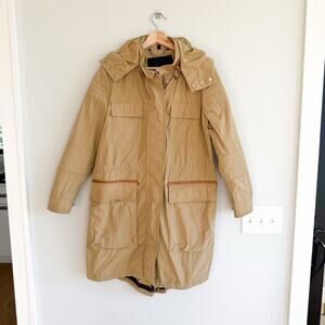 Belstaff Zip Up Utility Long Waxed Field Jacket British Khaki